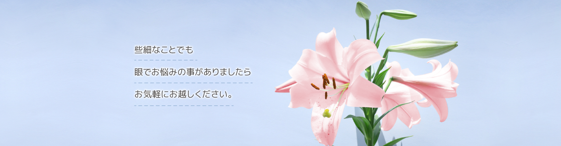 些細なことでも眼でお悩みなことがありましたらお気軽にお越しください